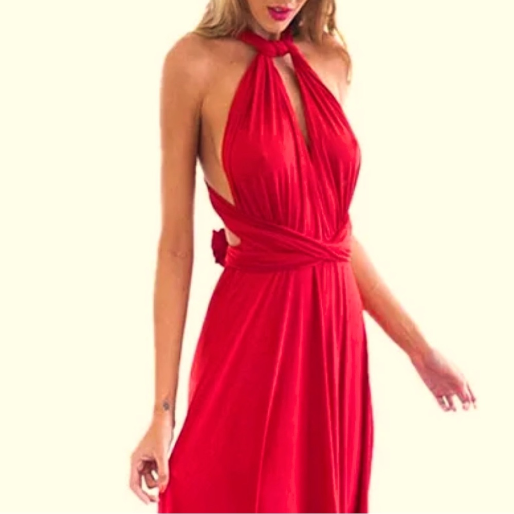 Lush size Medium dark red convertible midi wrap dress